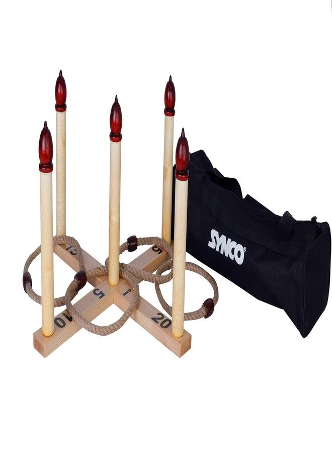 synco Wooden Quoits Hoopla Throw Game - Toddlers Ring Toss