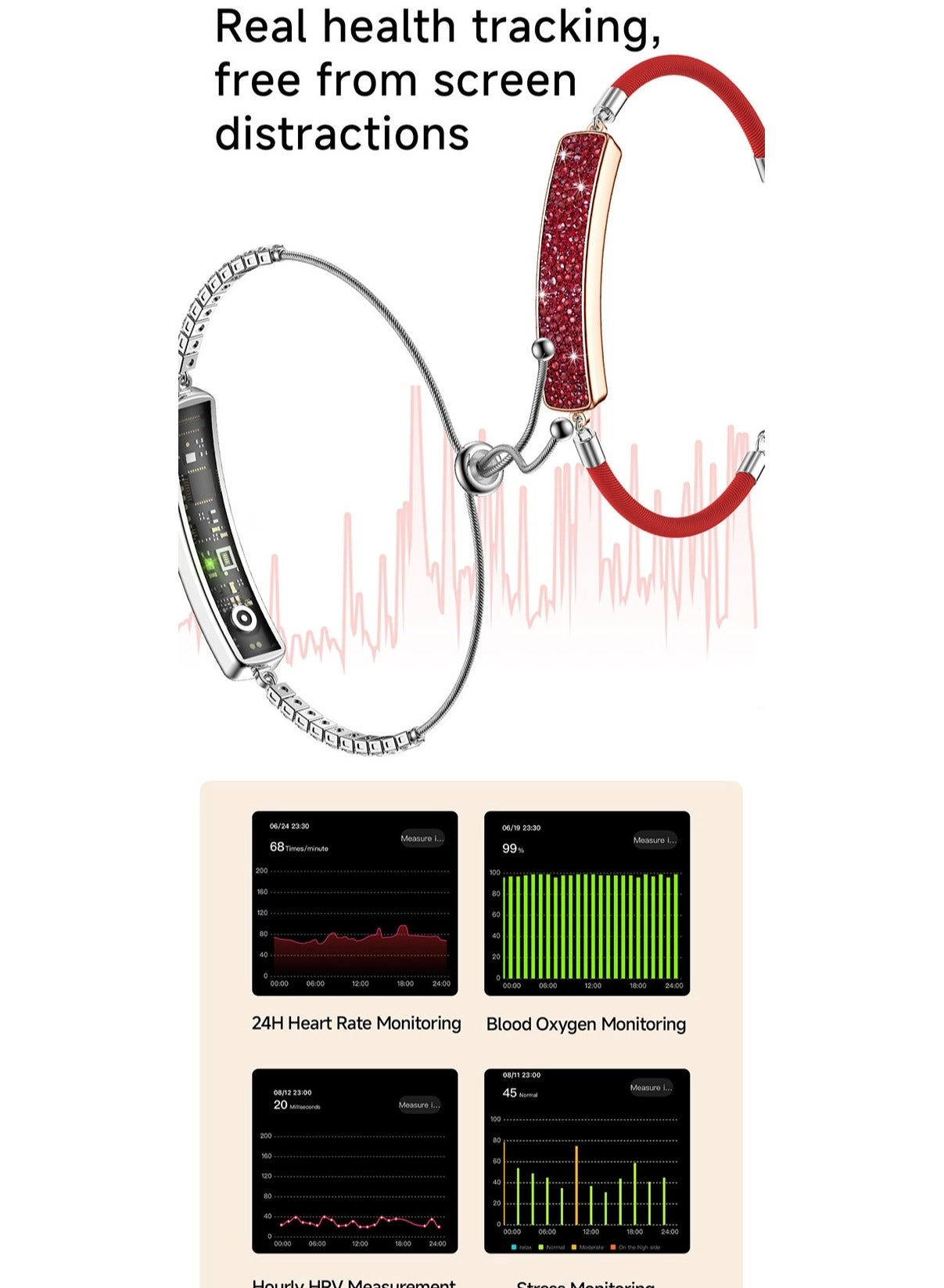 B5 Smart Bracelet - Heart Rate Blood Oxygen Sleep Monitoring