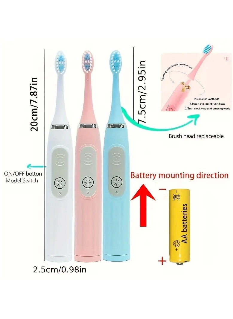 Electric Toothbrush - 2 Soft Bristle Brush Heads Travel