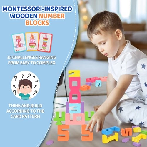 Wooden Number Blocks - 3+ 35 pieces