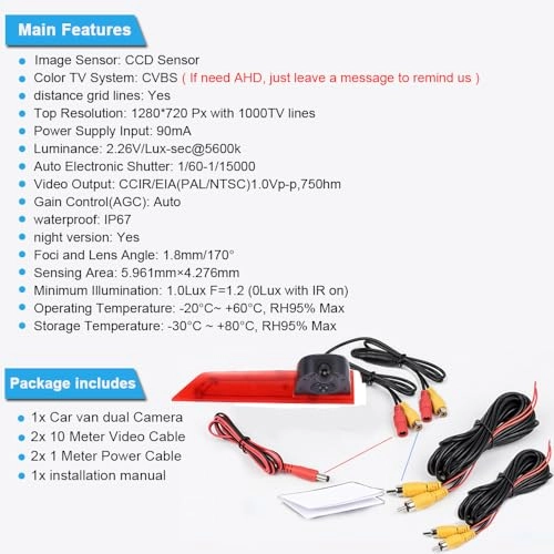 rear view camera - Night vision 1280 x 720 pixels