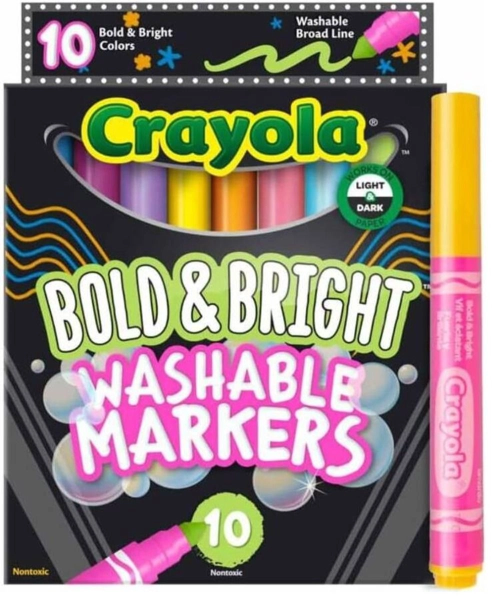 Color Max Broad Line Ultra-Clean Classic Washable Markers - 10 Pcs Multicolor