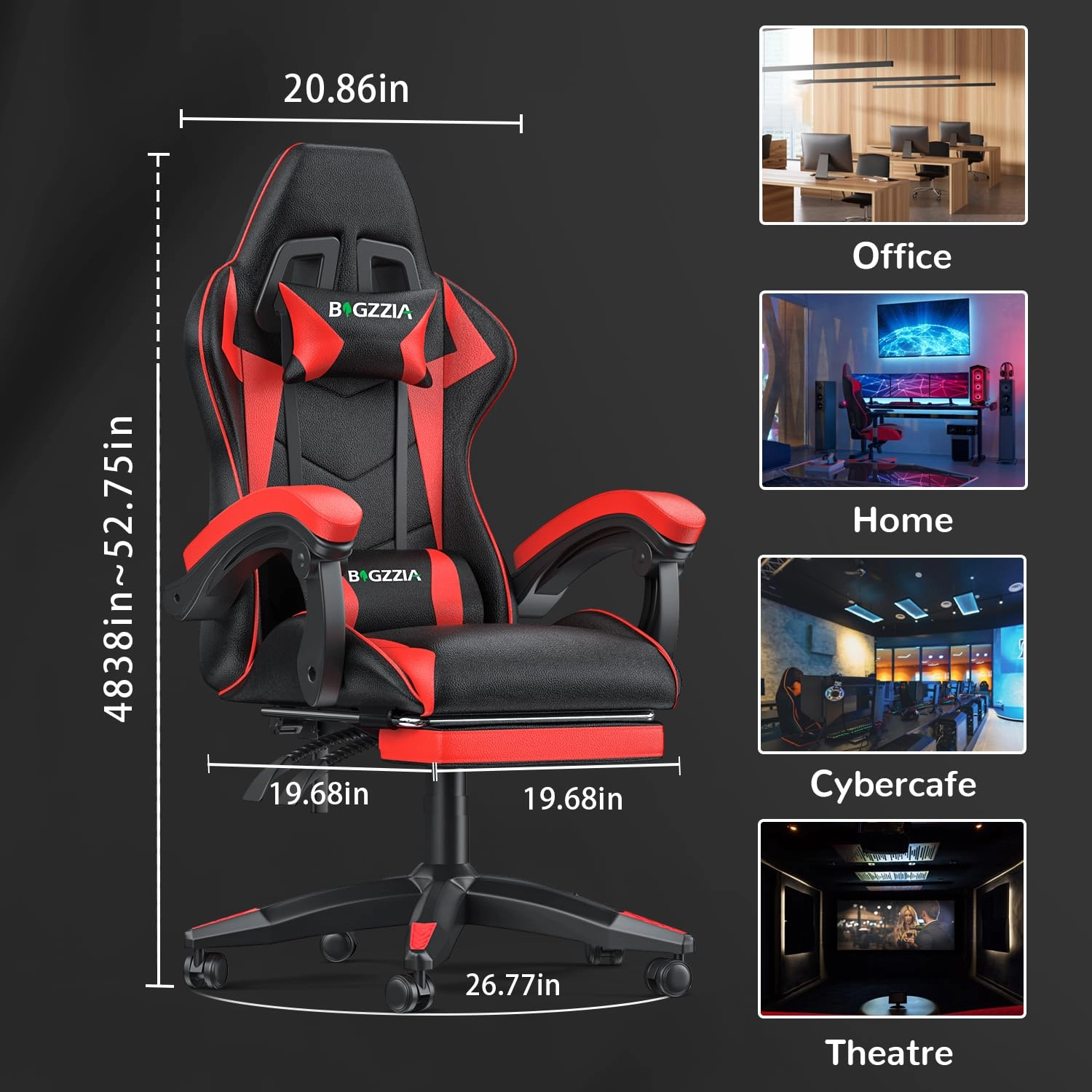 gaming chair - Red With Footrest
