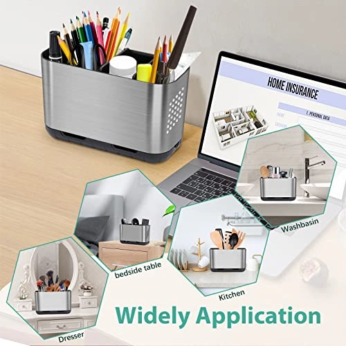 Toothbrush and Toothpaste Holder - Brushed Nickel Large Drainage