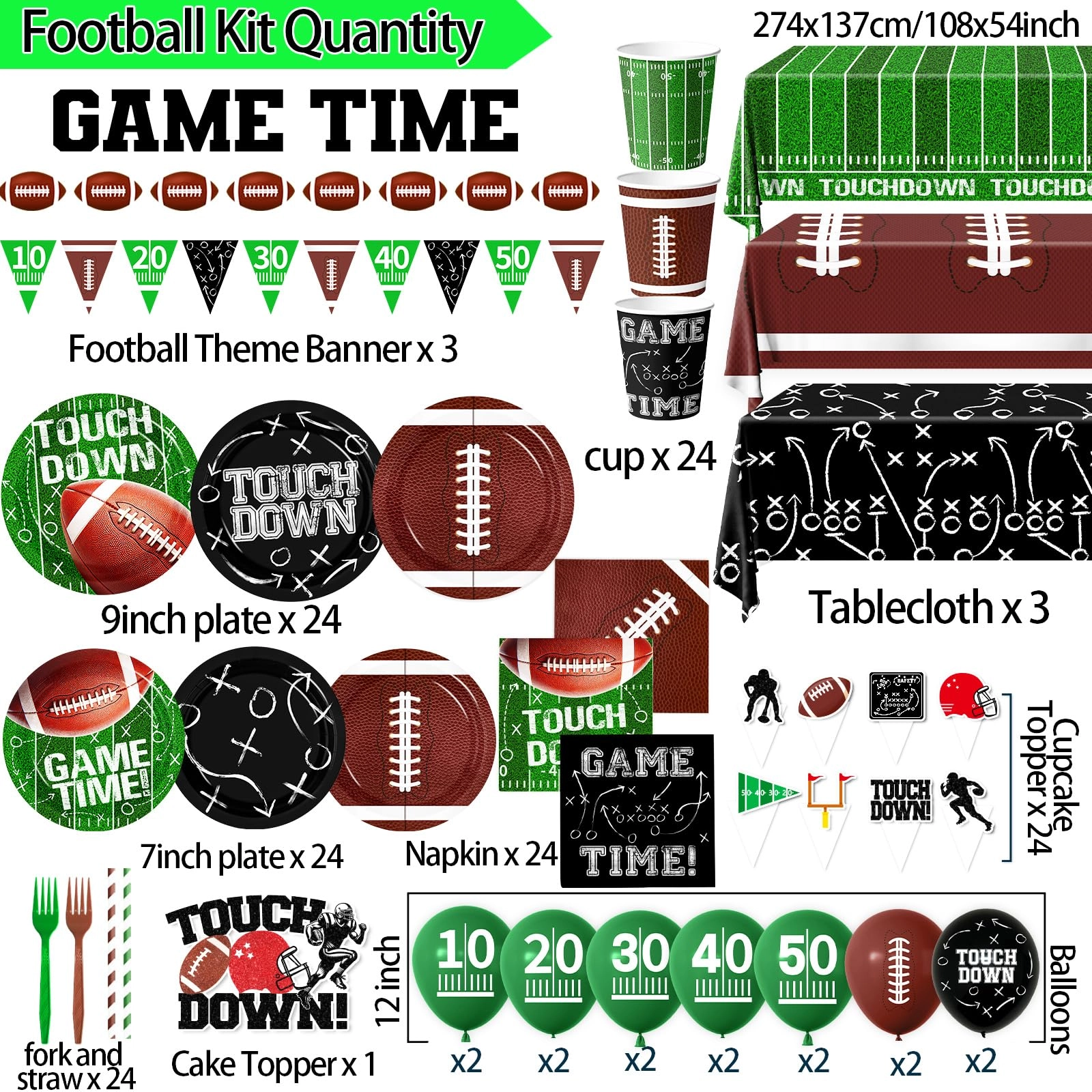 Football Birthday Party Decorations - 191Pcs Birthday