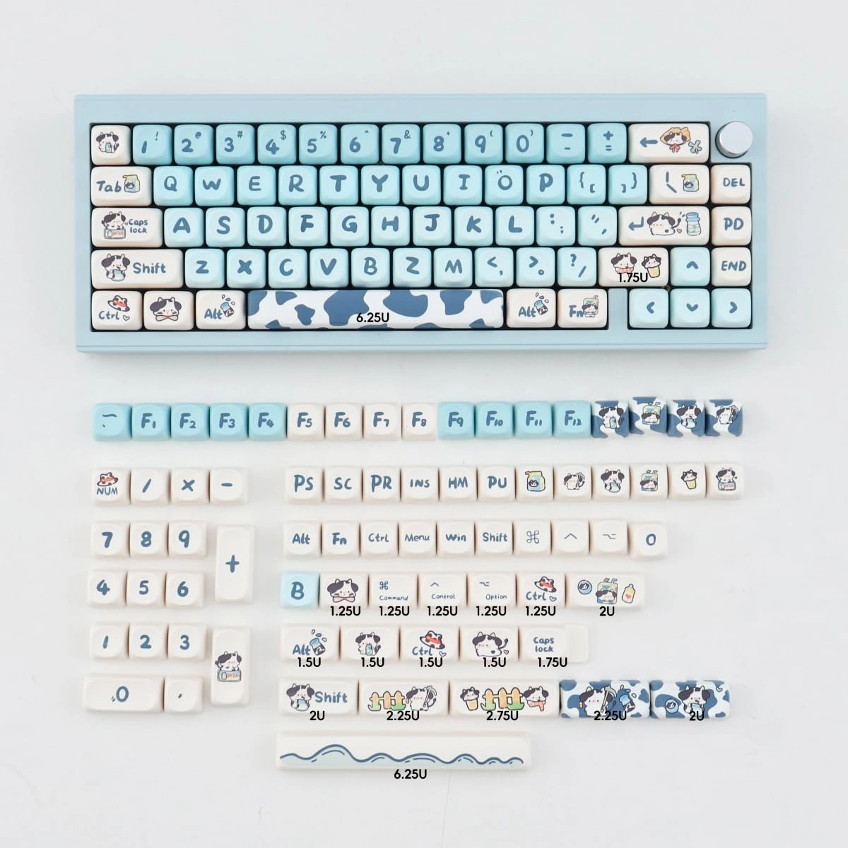 SUEHIODHY PBT Milk Cow Keycaps Set - MOA Profile Wireless