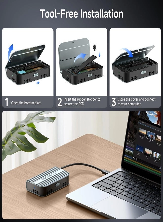 40Gbps Portable USB4 / Thunderbolt 4 SSD Enclosure - M.2 NVMe Tool-Free
