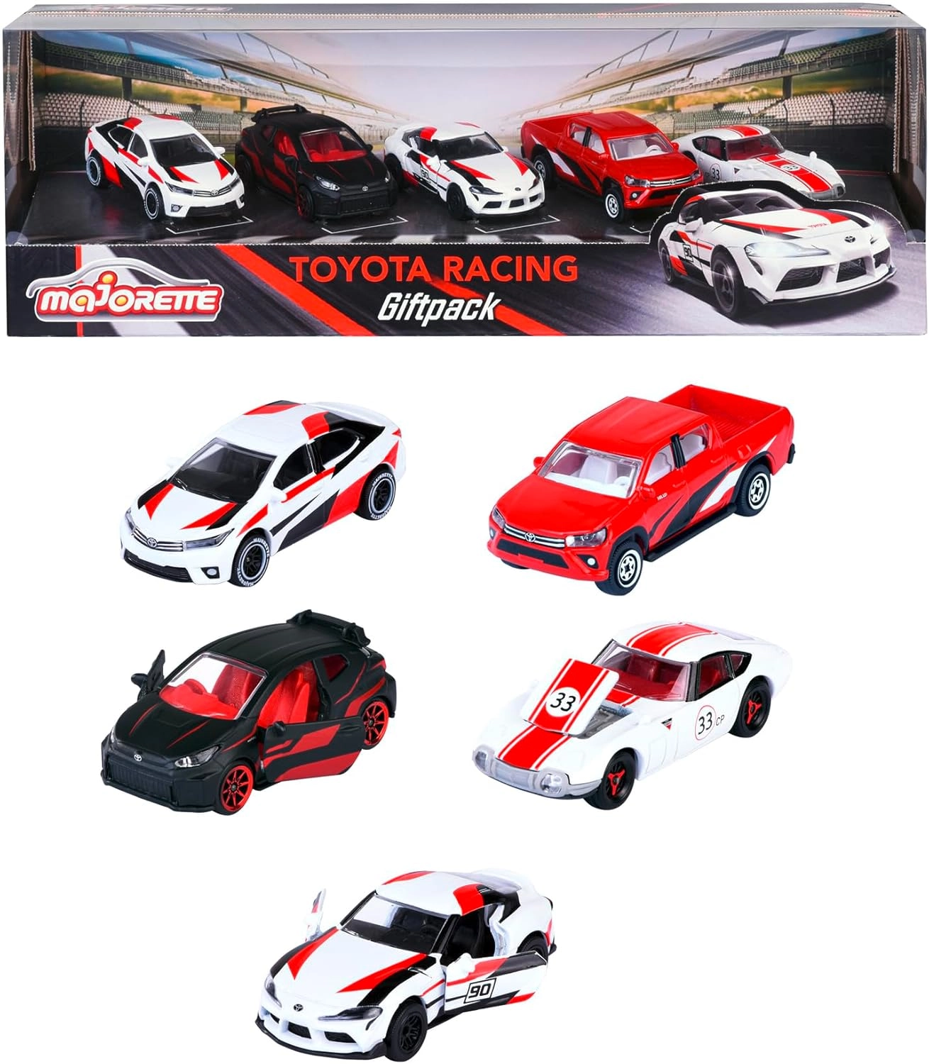Majorette 2000 GT + Hilux Revo + GR Supra SZ-R + Corolla Altis + GRMN Yaris - 5 pcs