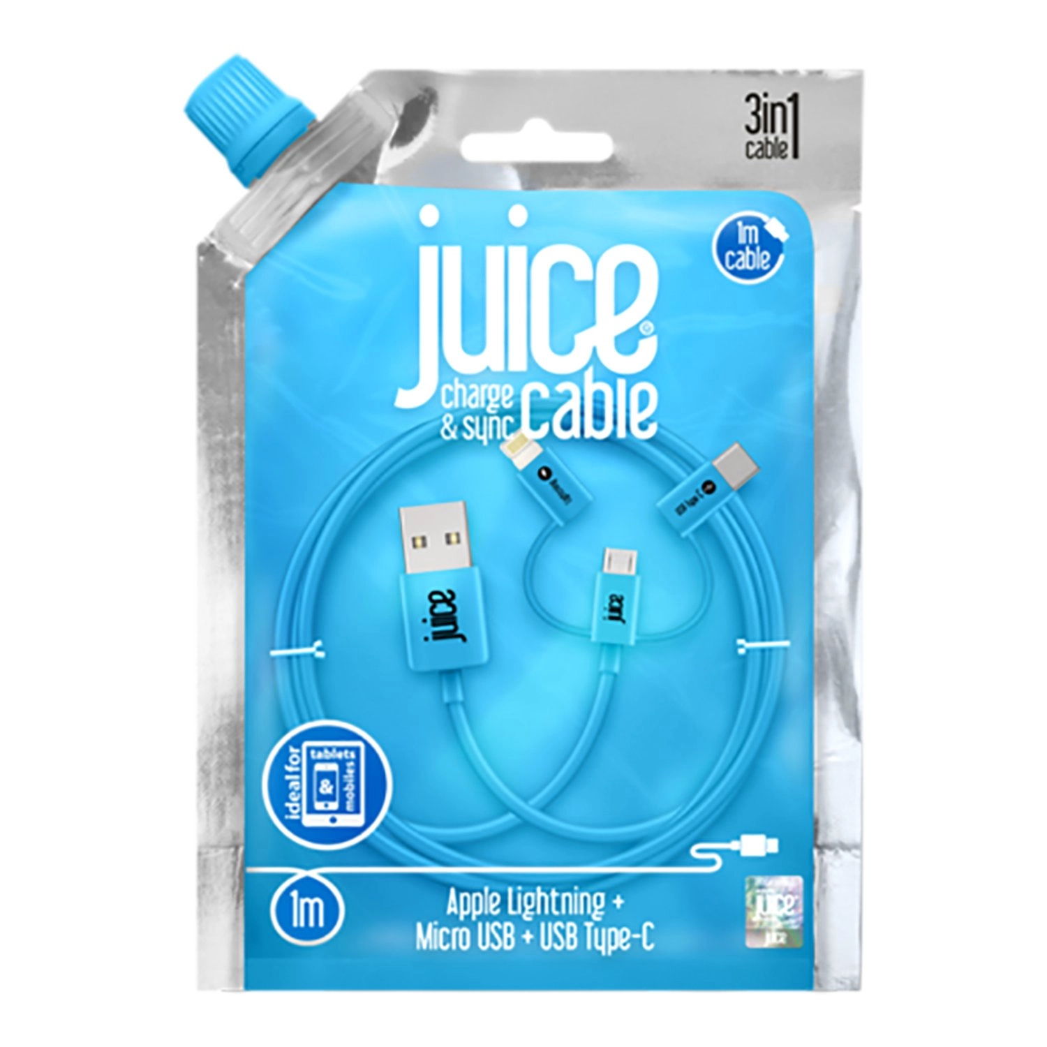 Round 3 In1 - Lightning to Micro USB USB Cable 1m