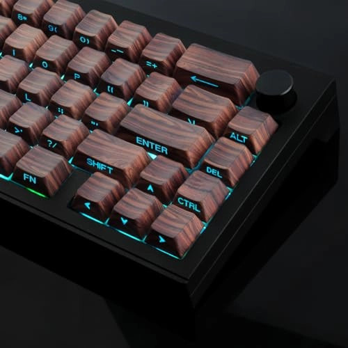 PBT Walnut Textured Translucent Double Shot Cherry Profile Keycaps - 129 keys
