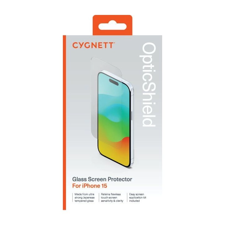 Cygnett Tempered Glass Screen Protector for iPhone 15