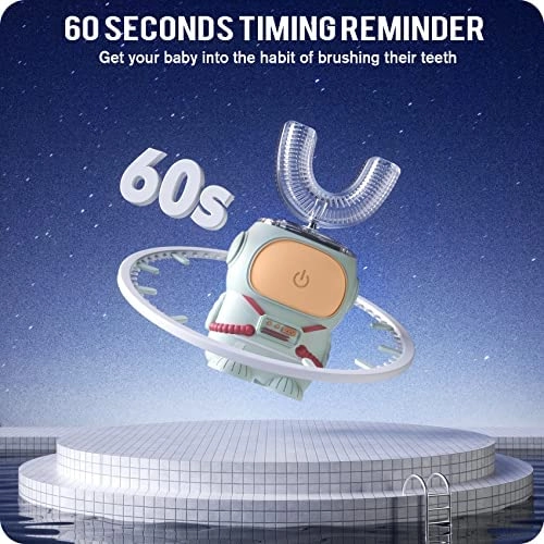 Ultrasonic Kid's U-Shaped Electric Toothbrush - IPX7 Waterproof Five Cleaning Modes 60S Smart Reminder