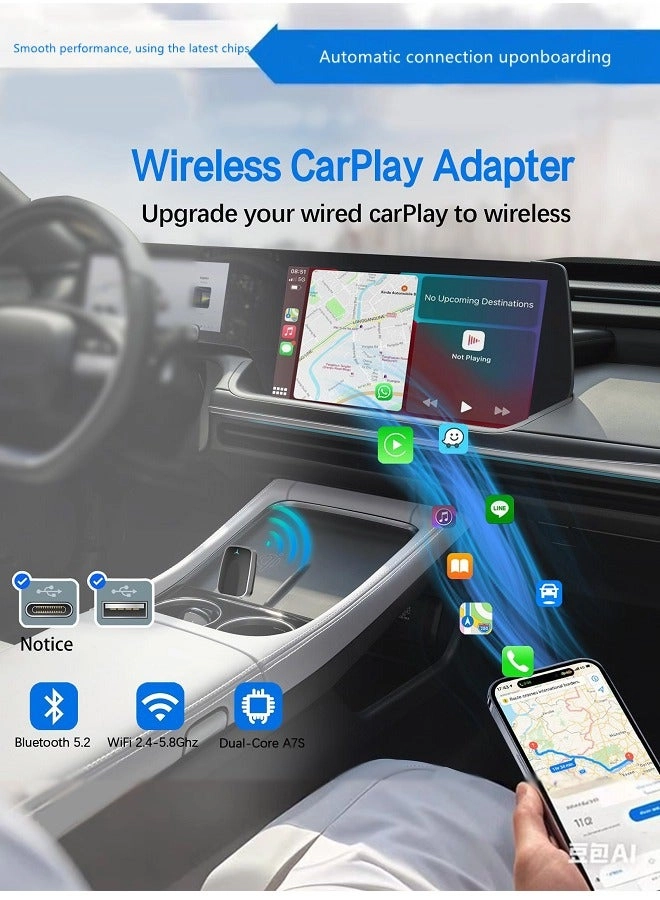 Wireless Carplay Adapter - Wireless Apple iPhone Android Phone