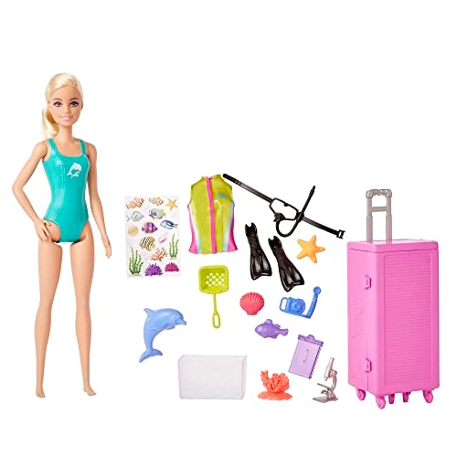 Barbie Marine Biologist - Mobile Lab Playset Blonde 10+ Pieces Ages 3+