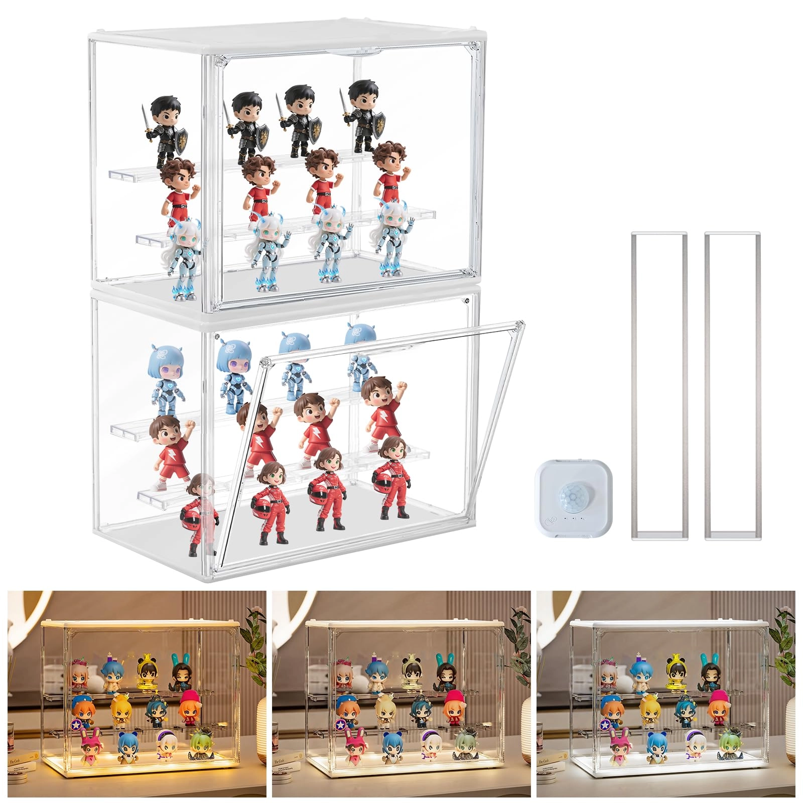 eYotto Acrylic Display Case - 1 Lithium Ion Warm White Natural White Cool White Pack