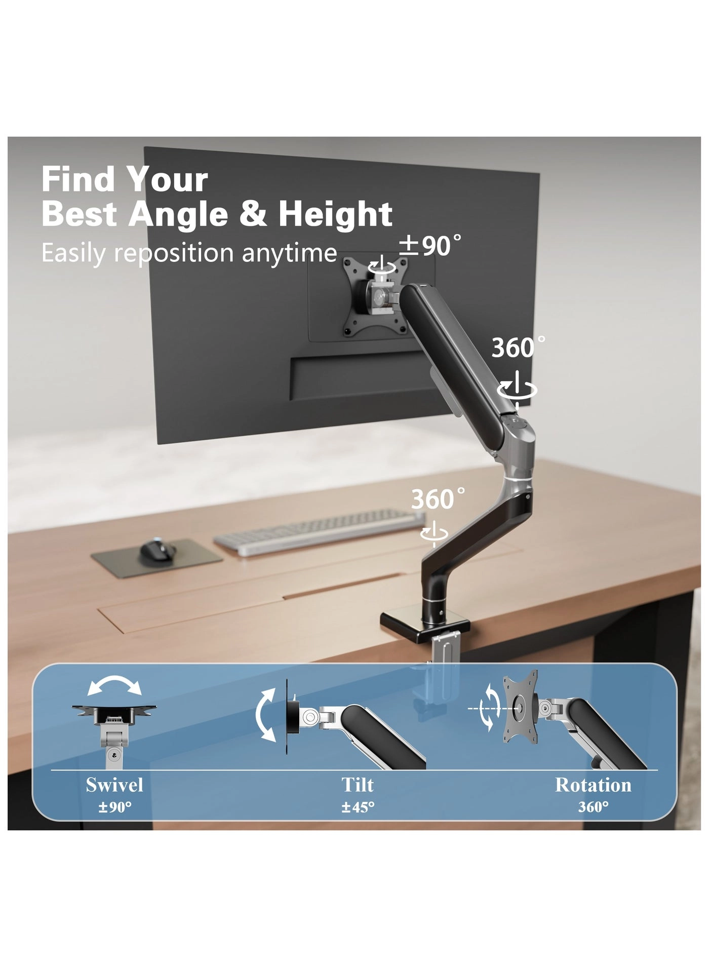 Single Monitor Arm - Single 17〜49inch 75*75mm 100*100mm