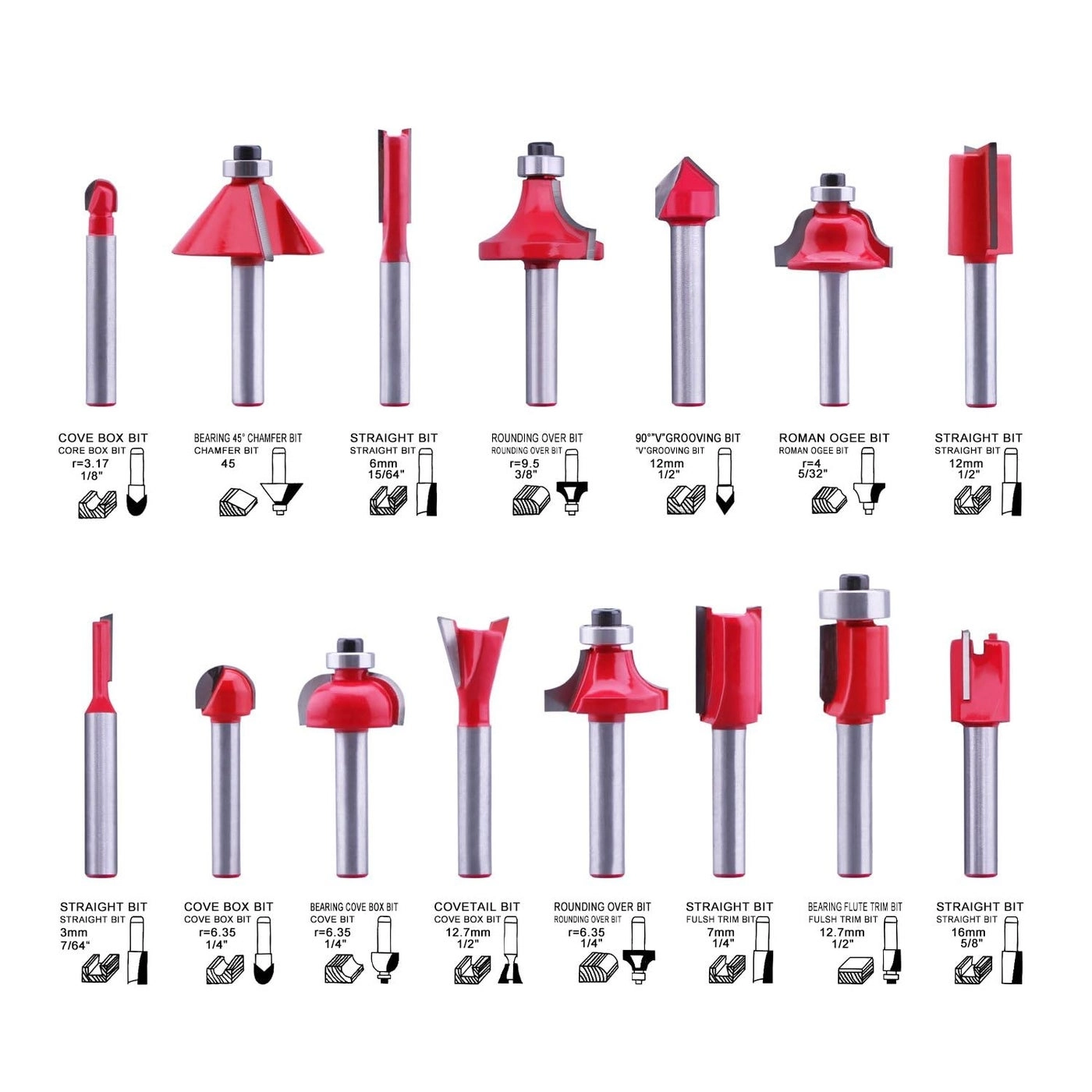 Router Bit Set - 1/4" Shank 24 PCS