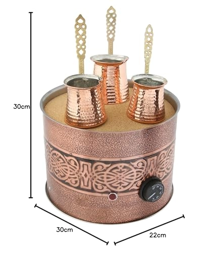 Antique Authentic Turkish Copper Electric Hot Sand - 10 Fluid Ounces 500 watts 3 Copper Pots