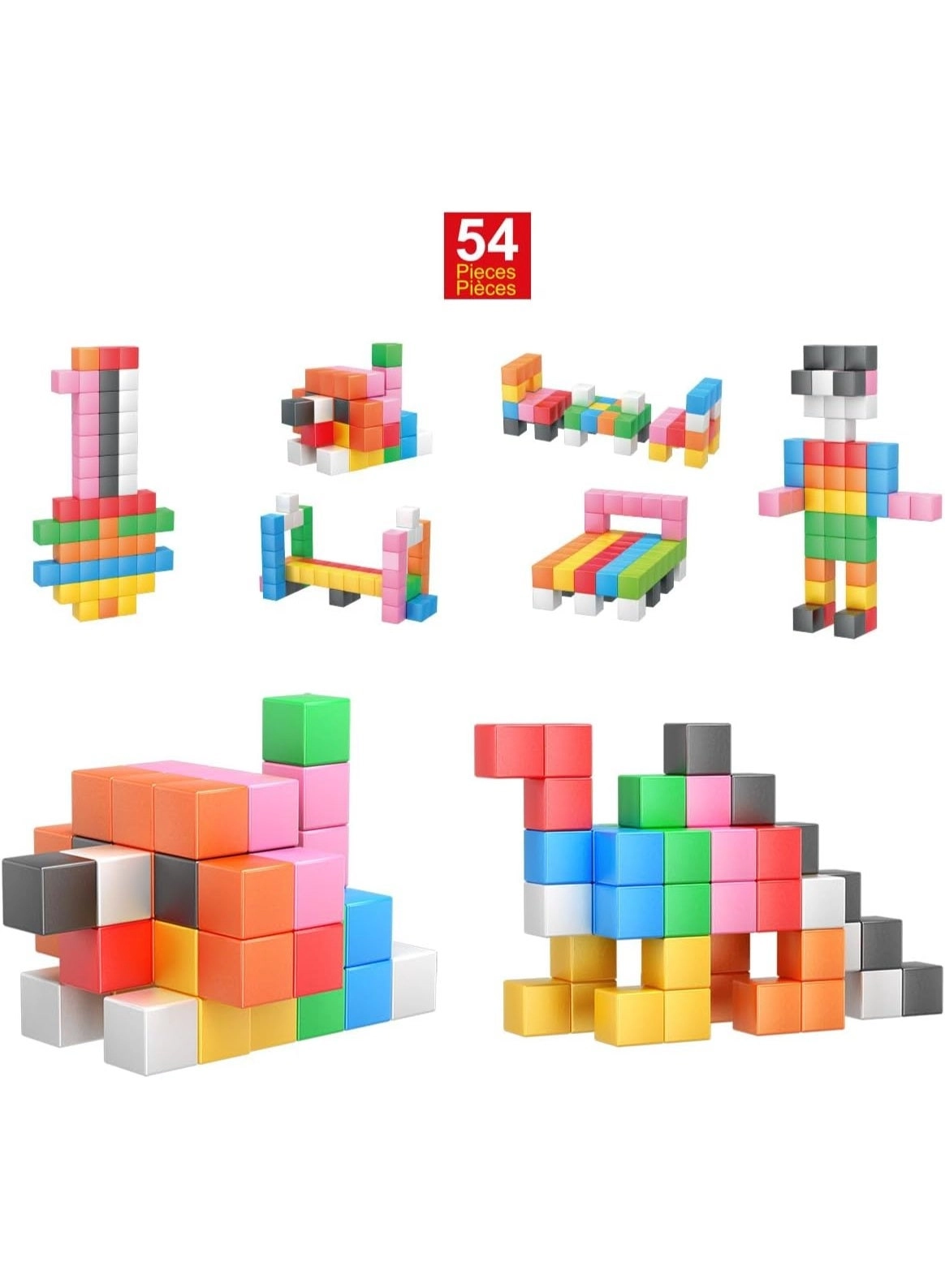 Magnetic Cubes Learning Blocks - 3+ Years 54 pieces