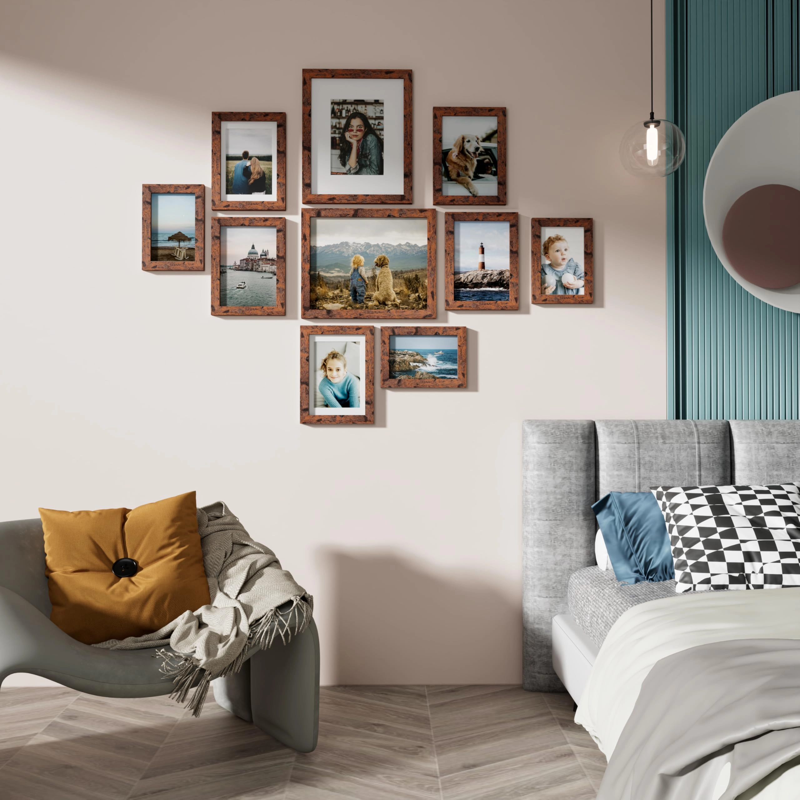Picture Frames Set - 10 Pack Rustic Grey