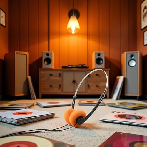 Retro Over-Ear Wired Headphone Set