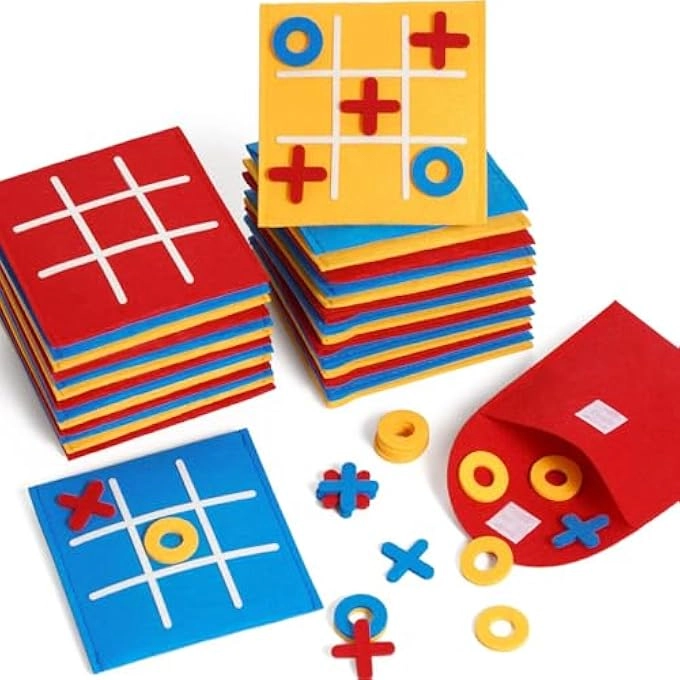 Excefore Tic Tac Toe Mini Board Game - 12 Pack 3 Color