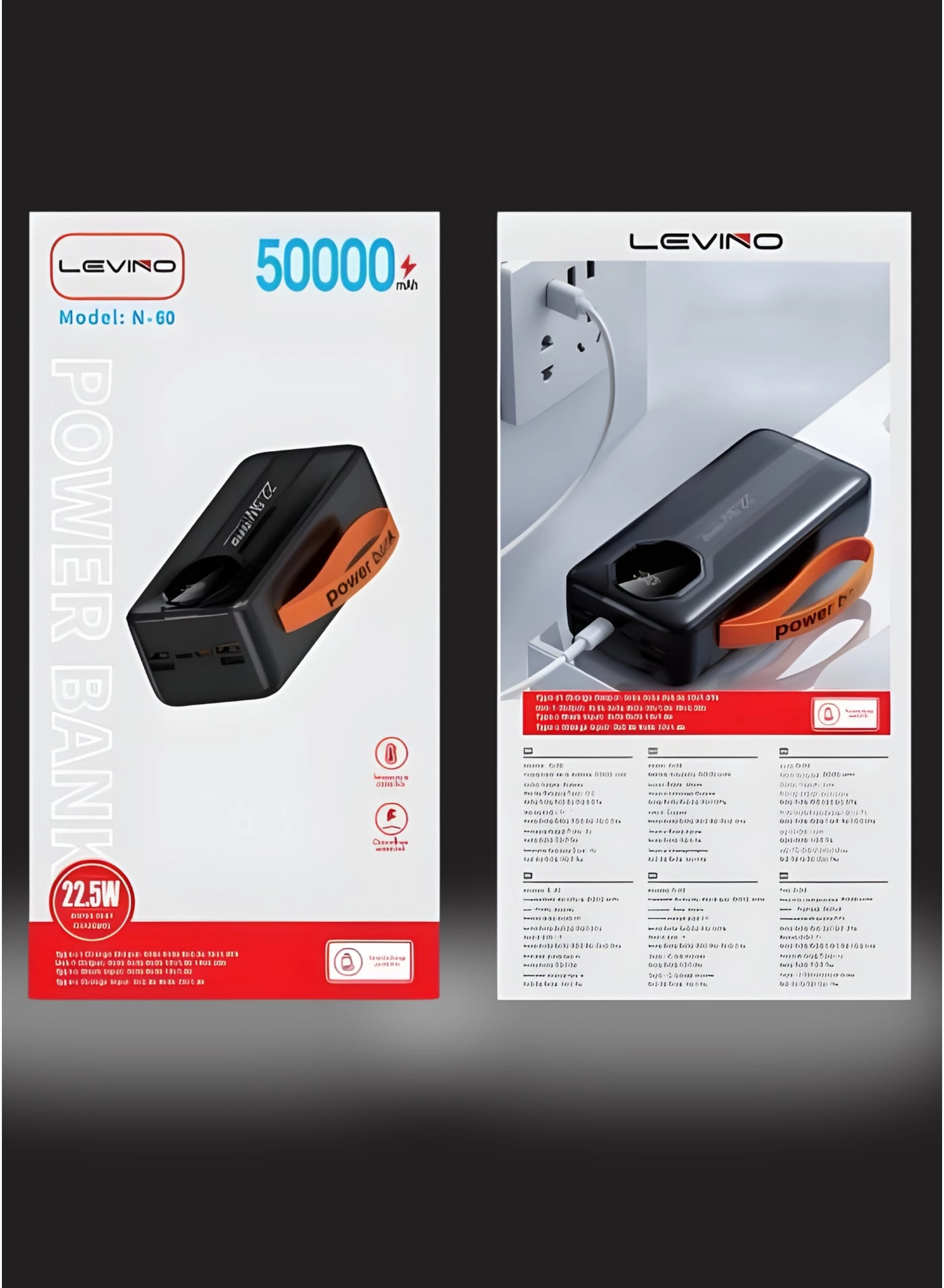 N60 - 50000mAh 22.5W Fast charging 4 USB-A 2 PD