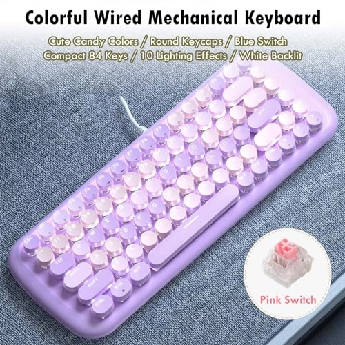 Cute Colorful Wired Mechanical Keyboard - Wired