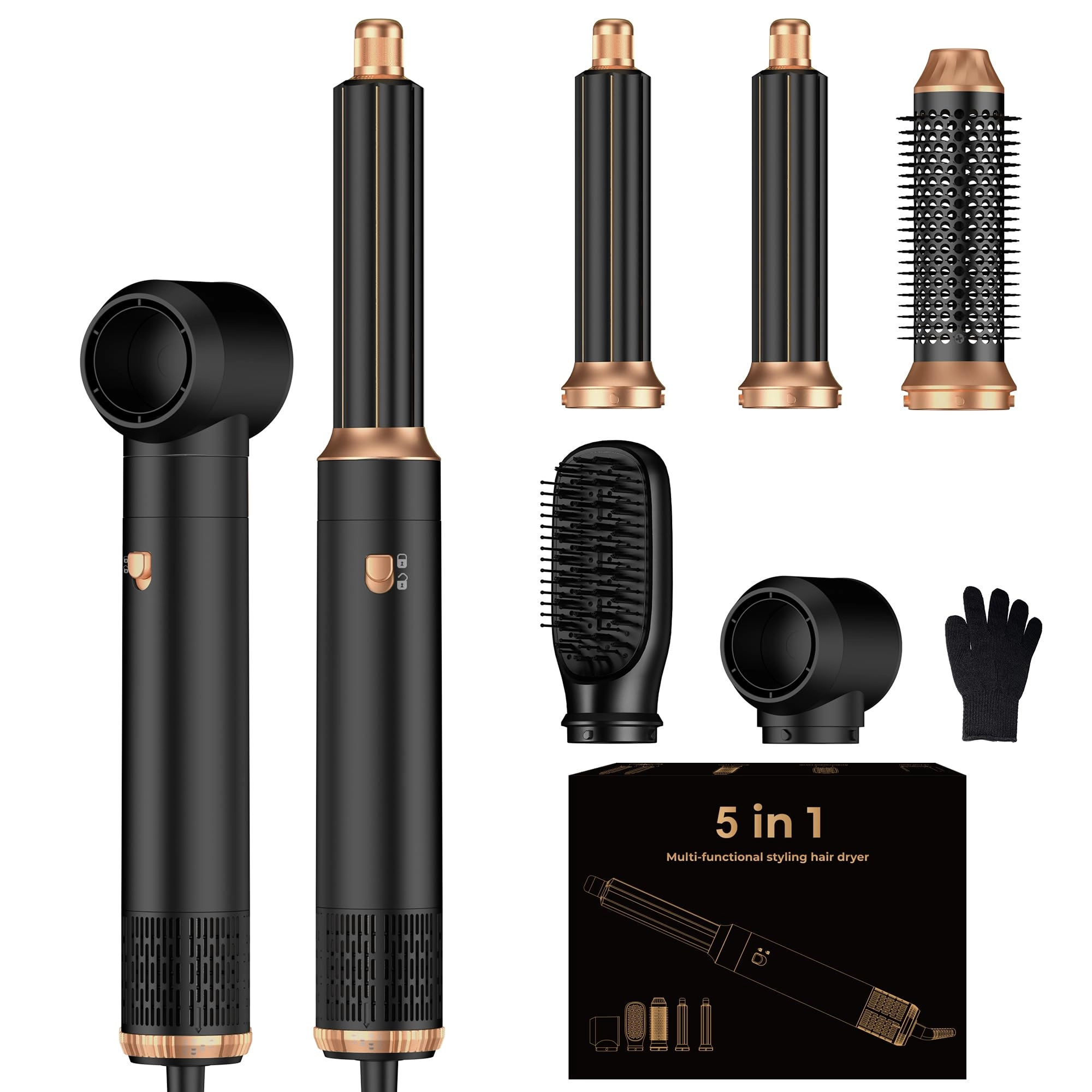 5 in 1 Hair Dryer Brush Set - Gold 700 watts