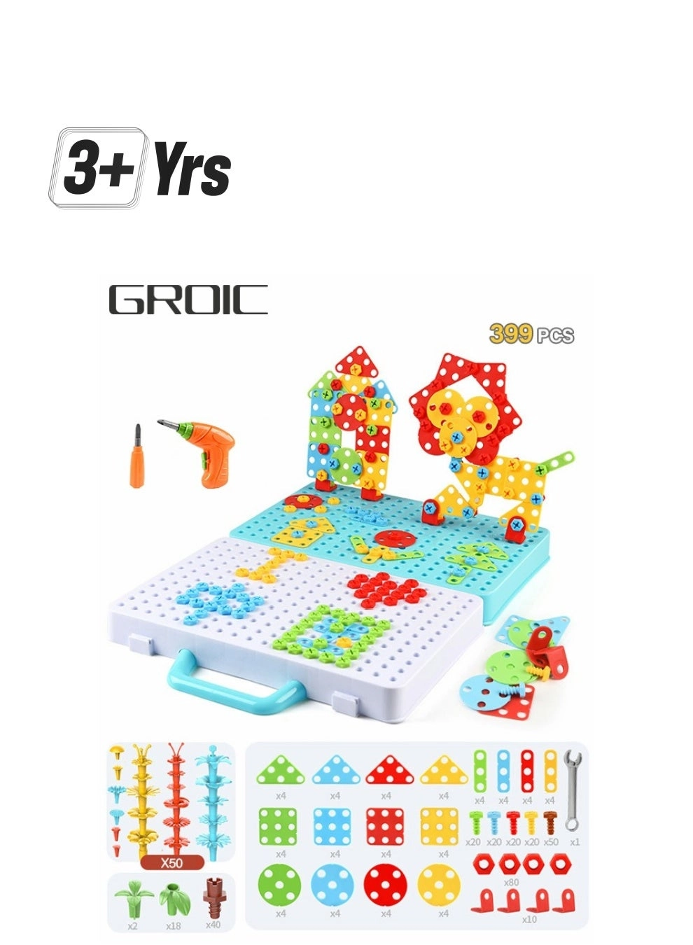 GROIC Learning Toy Building Blocks - 3+ Years 399 pieces