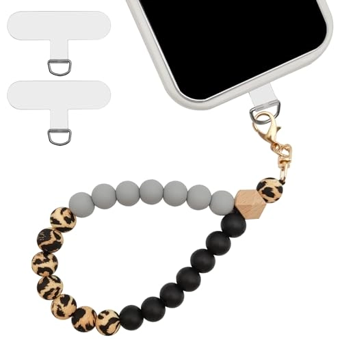 Beaded Phone Bracelet Strap - 2 Pcs Patches Black