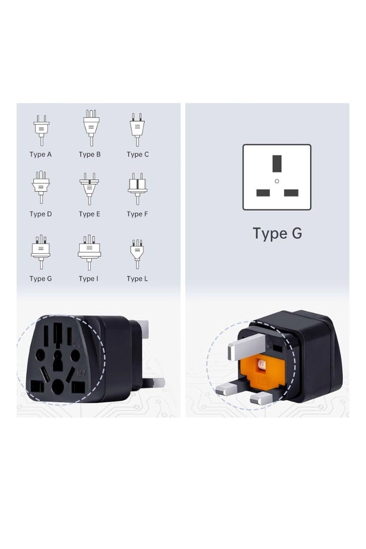 World to UK Travel Adapter - US/JP/AU/EU/CN 2500W Pack