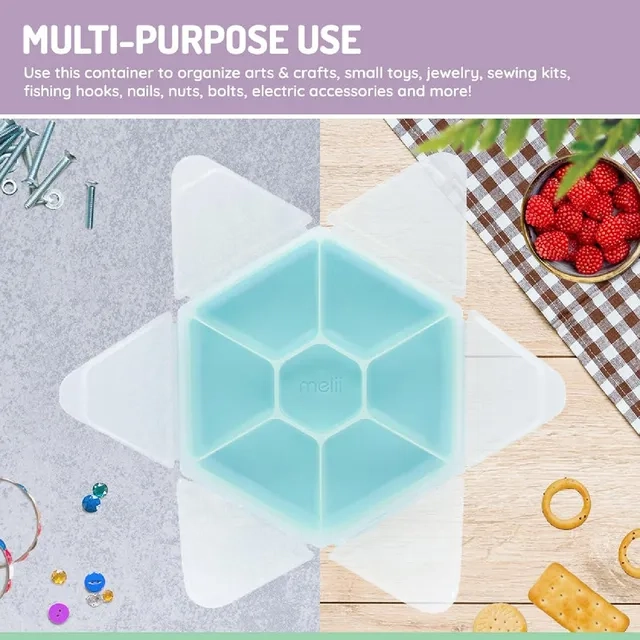 melii 6 Compartment Hexagon Snackle Box - Blue 3+