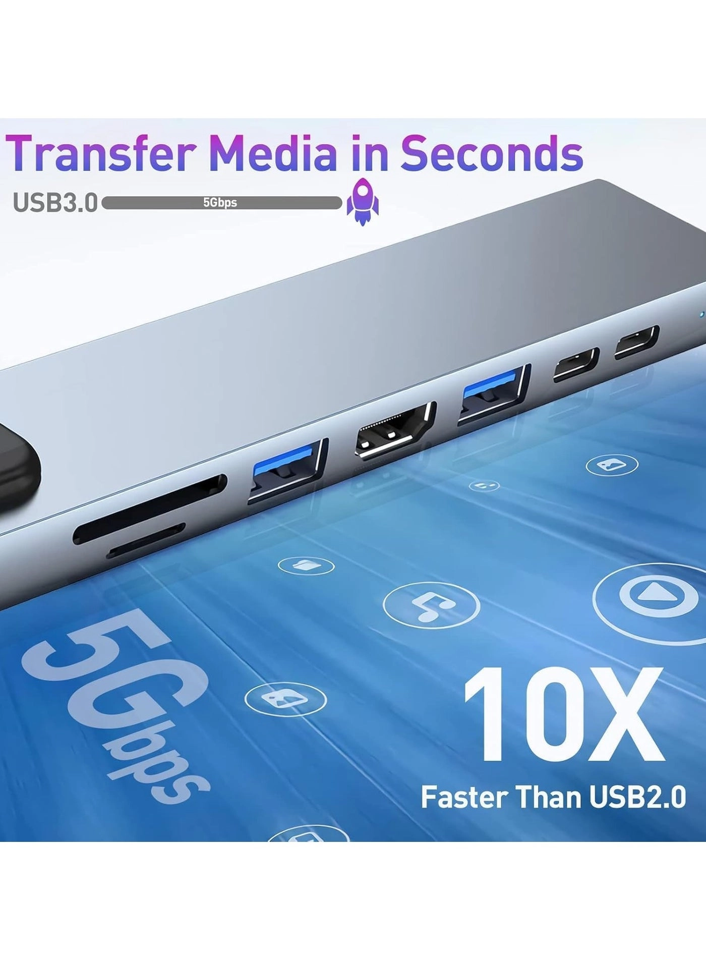 USB C Hub 8-in-1 - 4K HDMI 100W PD USB 3.0