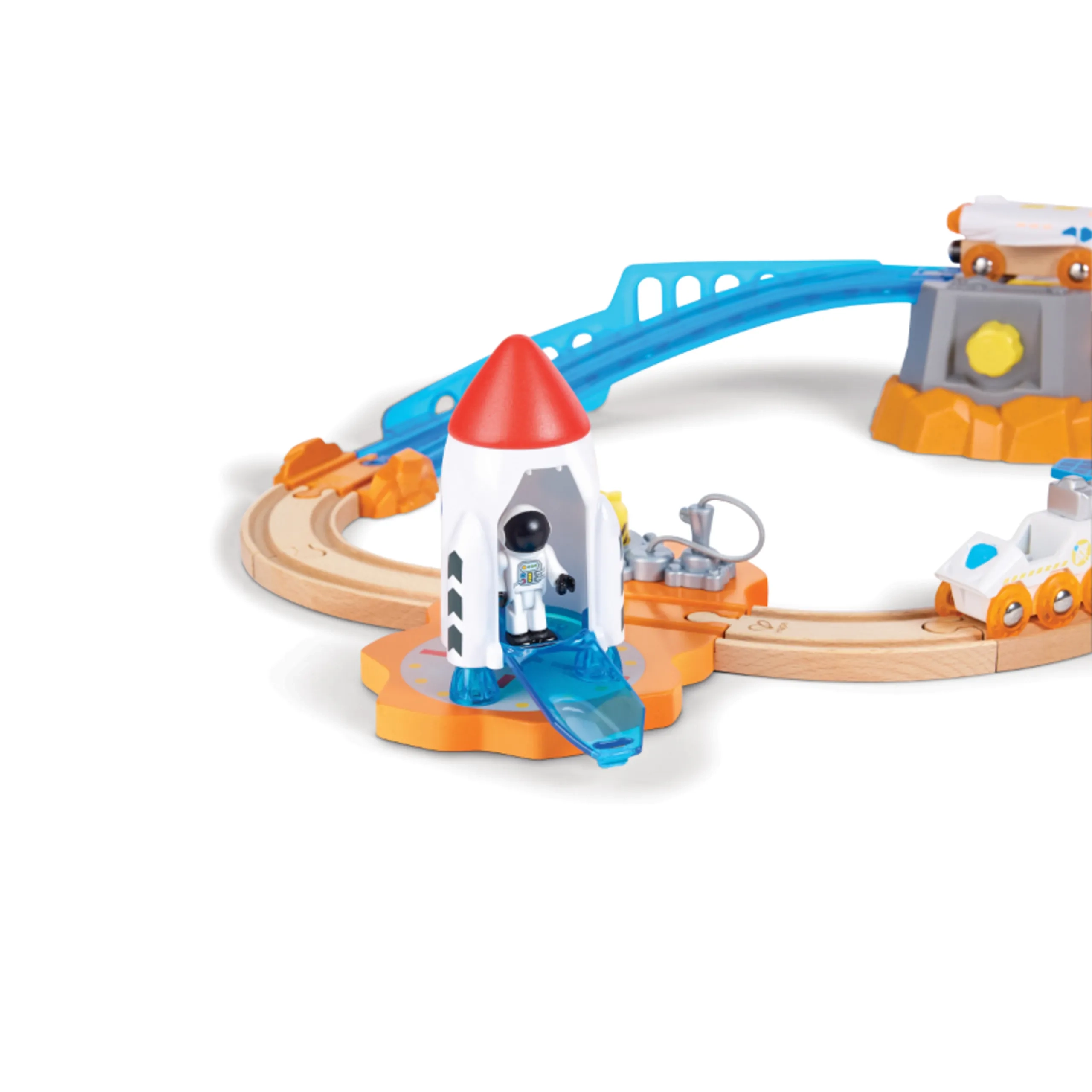 Mars Space Mission Launch Railway Train Playset - 34 Pcs