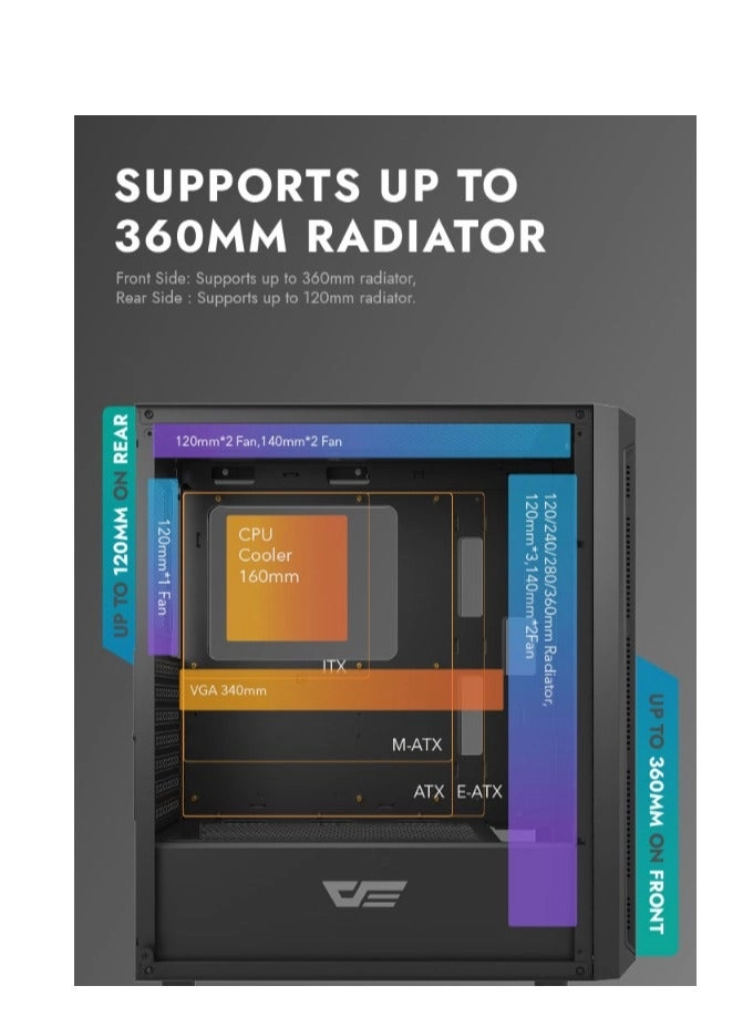 DK350 - detachable tempered glass side panel Mid Tower