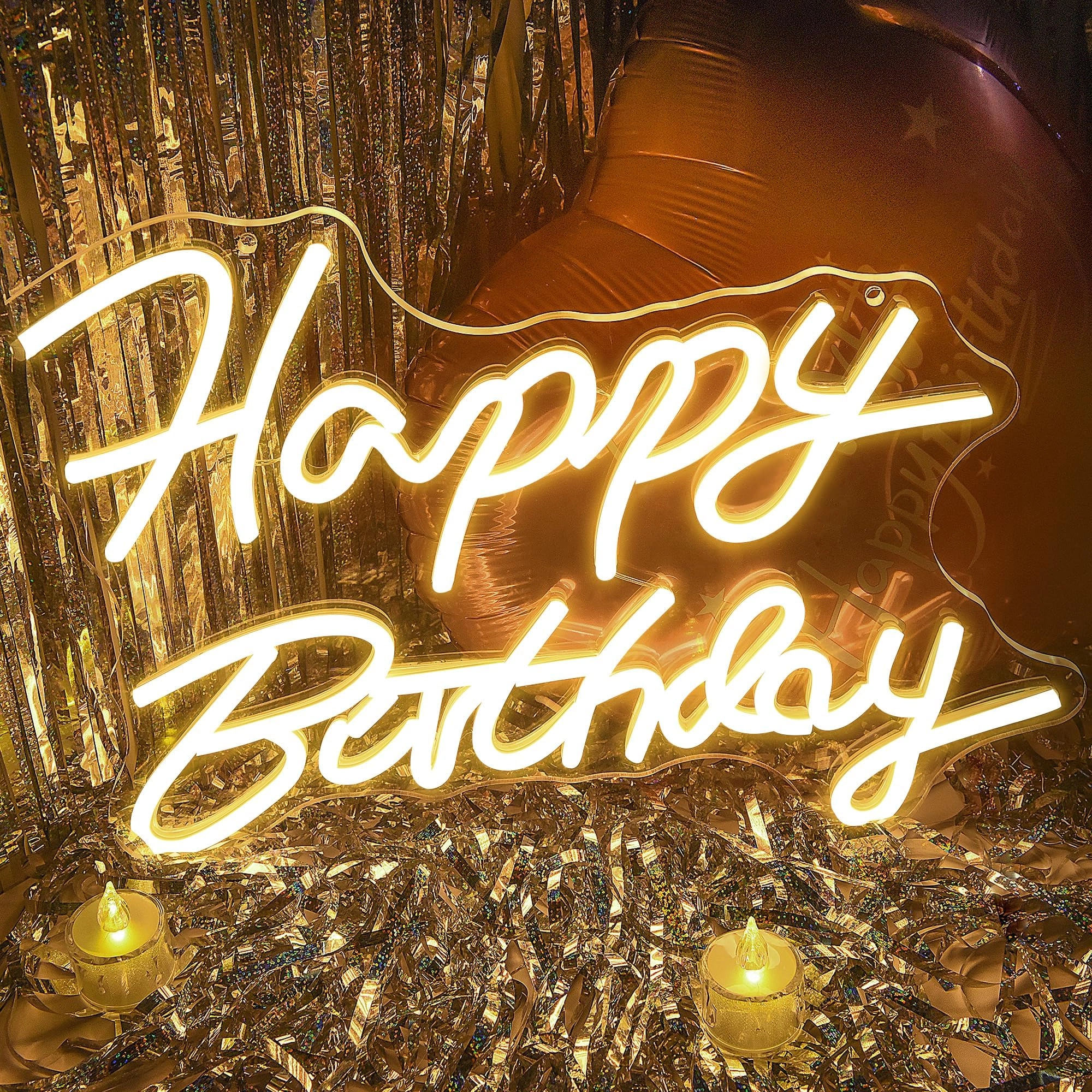 appneon Happy Birthday Neon Sign - White USB