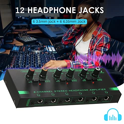 Headphone Amplifier - 6-Channel Stereo 6.35mm/3.5mm Input