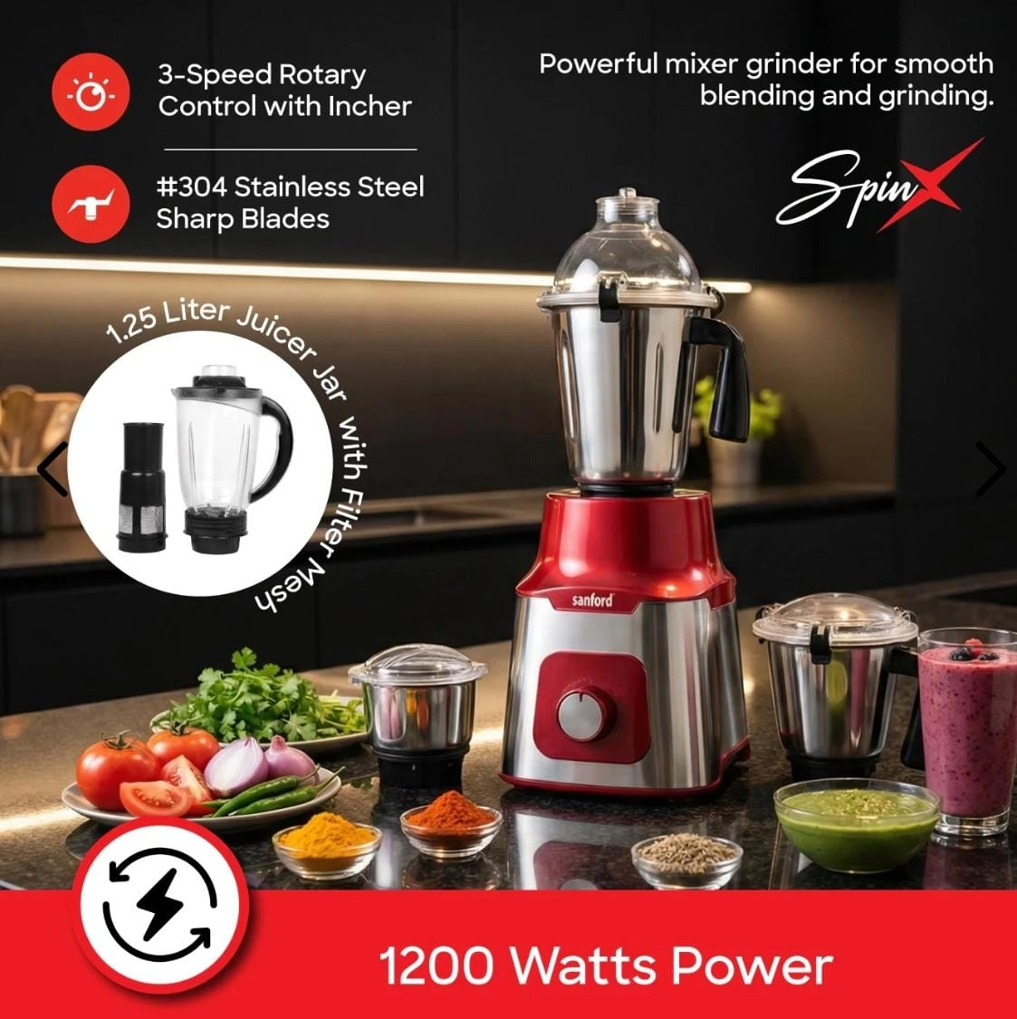 5 in 1 Mixer Grinder - 1200W