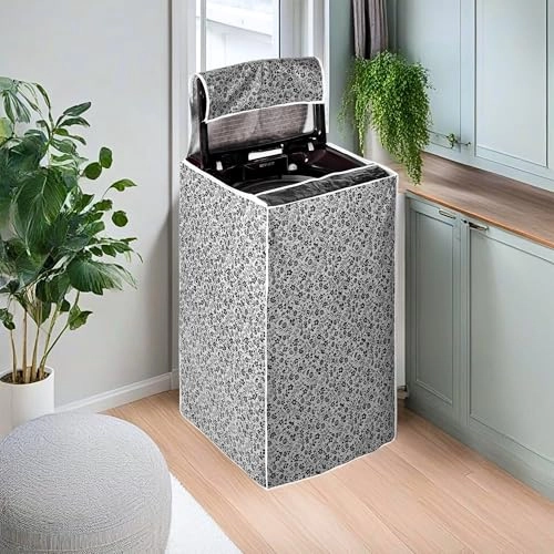Top Load Washing Machine Cover - Compatible for LG 7.2 Kg 7.5 Kg 55cms X 55cms X 85cms Black & Grey