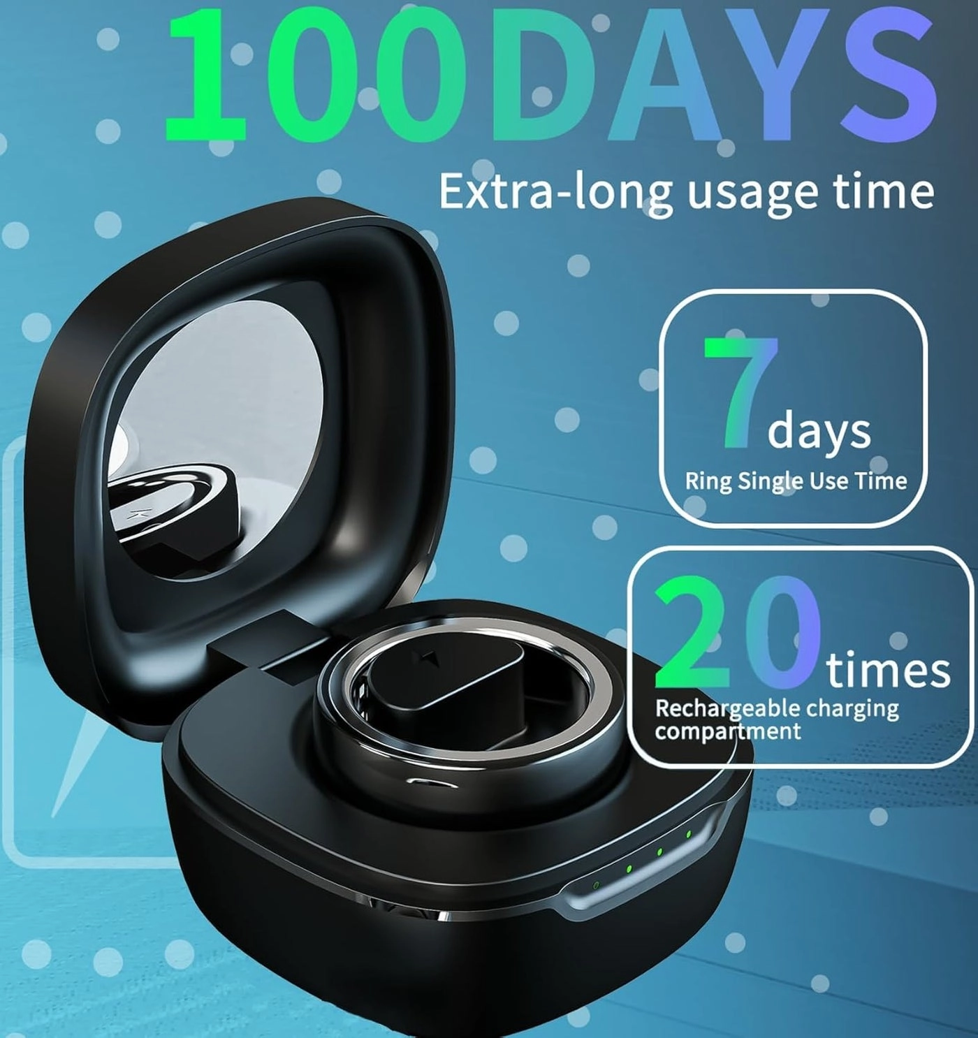 Smart Ring - 19.8MM Black Heart Rate Monitor