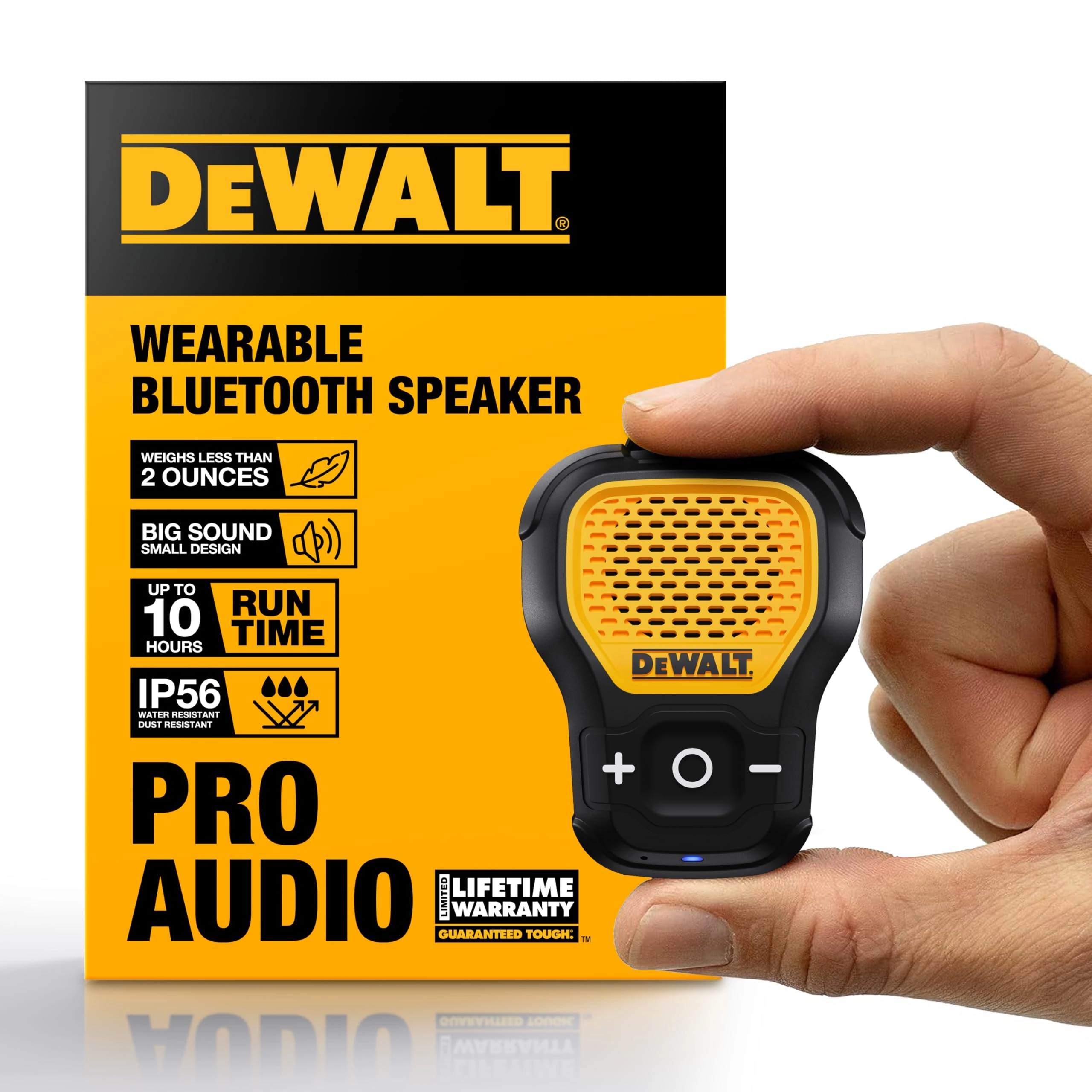 Wearable Bluetooth Speaker - Clip-On Wireless Jobsite Pro