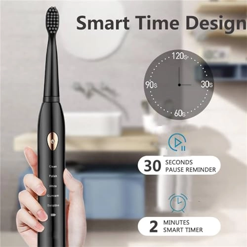Sonic Electric Toothbrush - 4 Brush Heads 5 Cleaning Modes IPX7