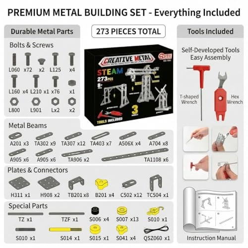 Tower Crane & Frame Crane & Windmill Model Set - 3-in-1 273 pcs