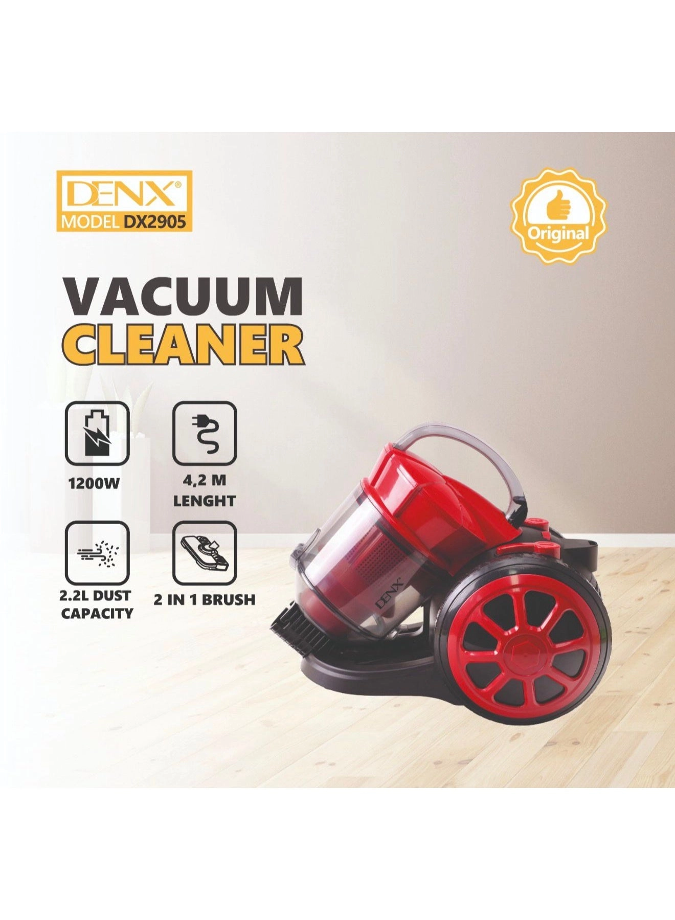 Multi-Cyclonic Bagless Corded Canister Vacuum Cleaner - 2.2 L 1200 W 4.2m cord