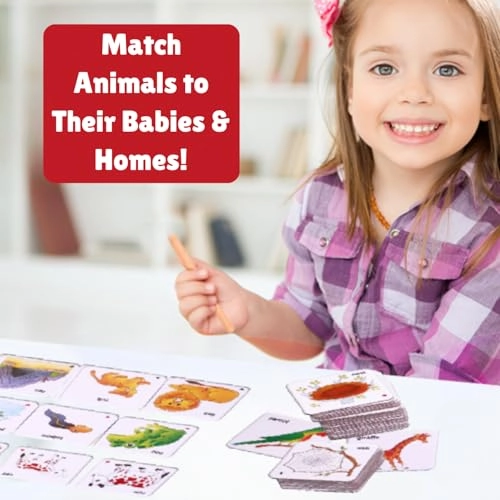 Animals, their Homes & Food - 21 sets of 3-piece matching cards + Animal Families & their Homes - 3 years and up 126 pieces