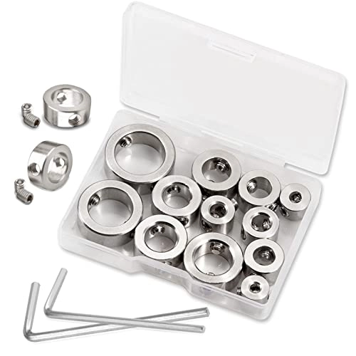 LEONTOOL Drill Bit Depth Stop Collar Set - 304 Stainless Steel 12 Pcs 3-16mm