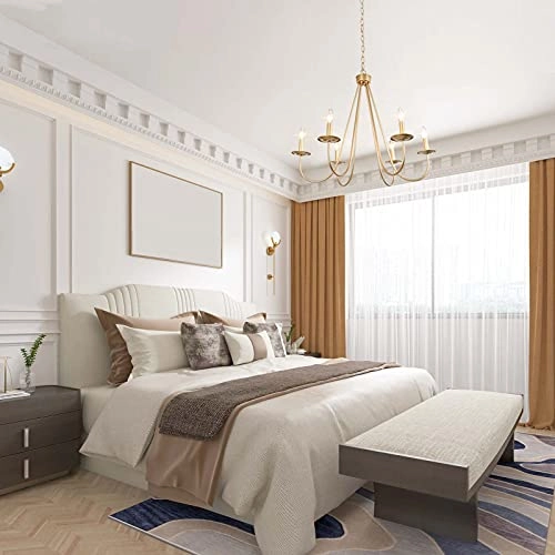 Modern Gold Chandelier - 6-Light 28 Inches