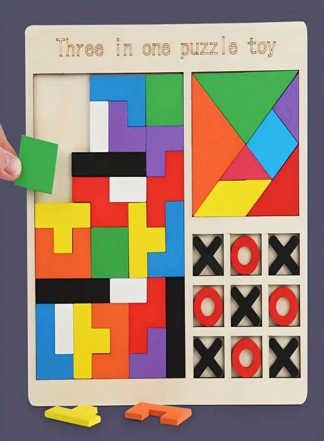 Wooden Children's Colorful Square Tangram Game