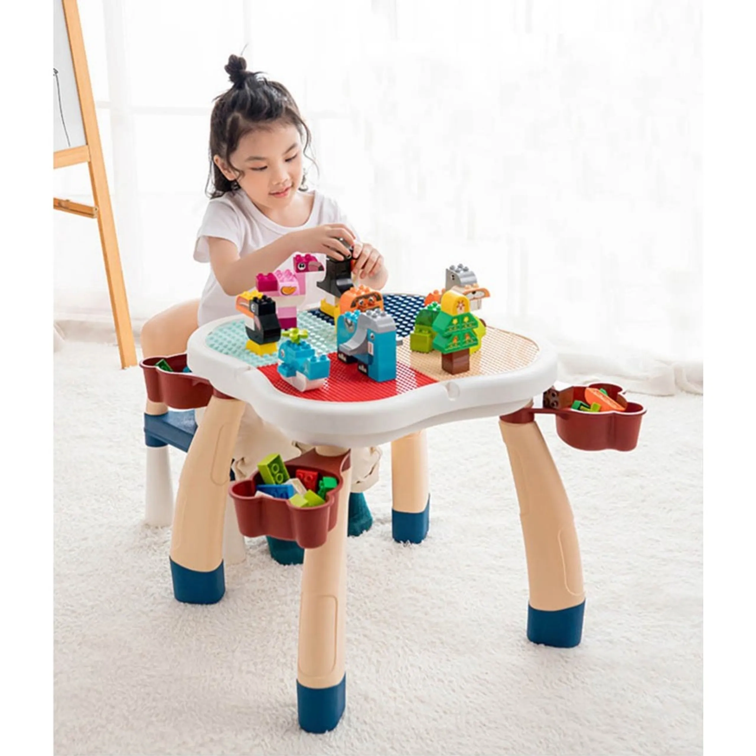 Plum Blossom Shape Building Block Table - 100 pcs